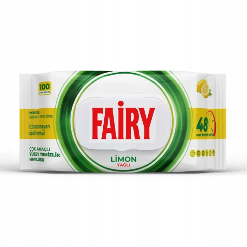 Fairy uniwersalne chusteczki czyszczące nawilżane 100 sztuk Limon cytrynowe do powierzchni