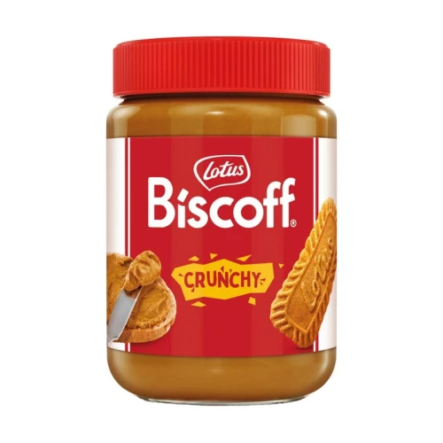 LOTUS Biscoff Crunchy krem do smarowania 380 g – chrupiący krem ciasteczkowy z kawałkami Biscoff, do pieczywa i deserów