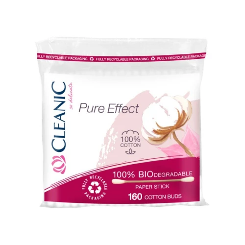 CLEANIC Pure Effect patyczki kosmetyczne 160 szt. – zapas patyczków higienicznych do codziennej pielęgnacji