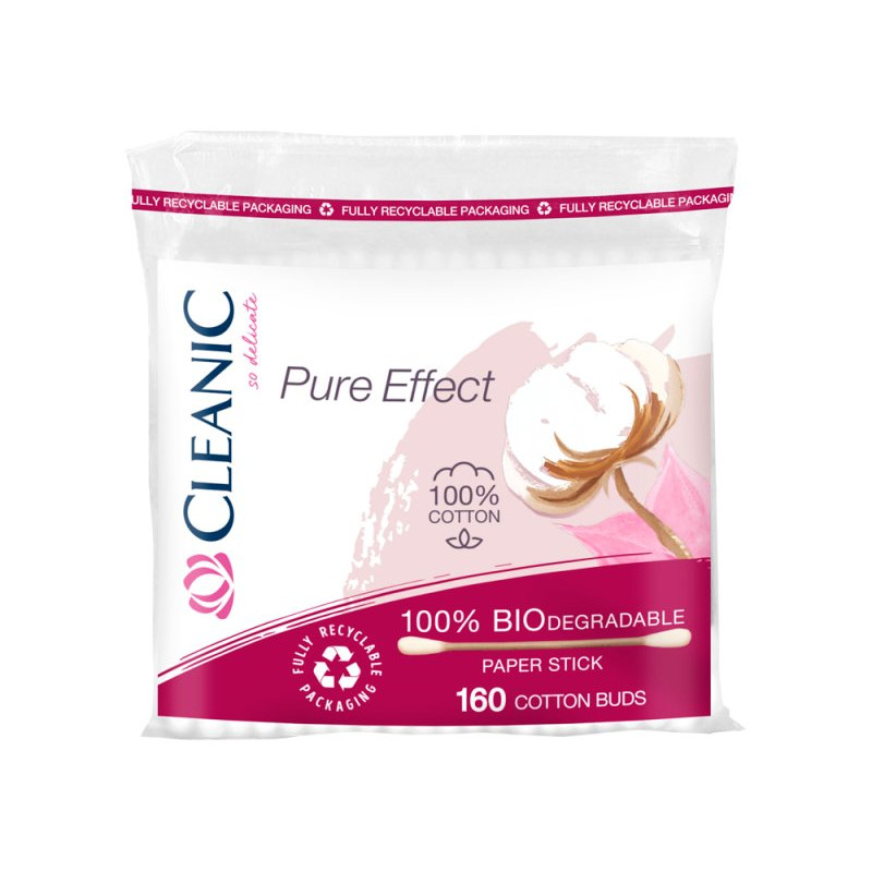 CLEANIC Pure Effect patyczki kosmetyczne 160 szt. – zapas patyczków higienicznych do codziennej pielęgnacji - Sklep i hurtownia FH German