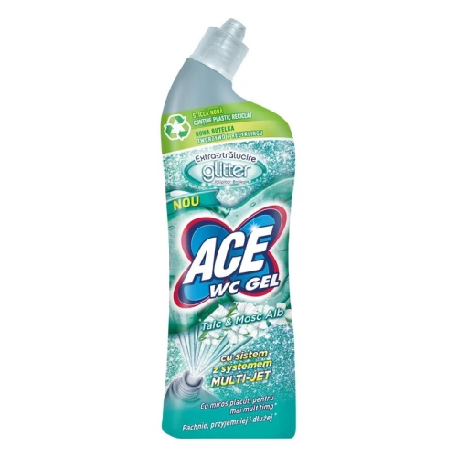 ACE Ultra żel do WC 700 ml z brokatem – Talk i Białe Piżmo, system Multi-Jet