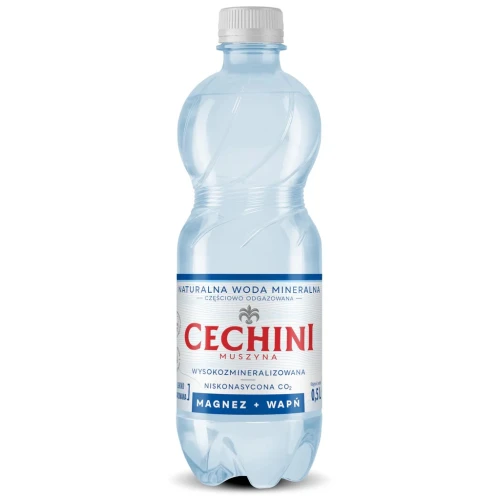 Cechini Muszyna woda mineralna 500ml niskonasycona CO2 lekko gazowana Magnez i Wapń