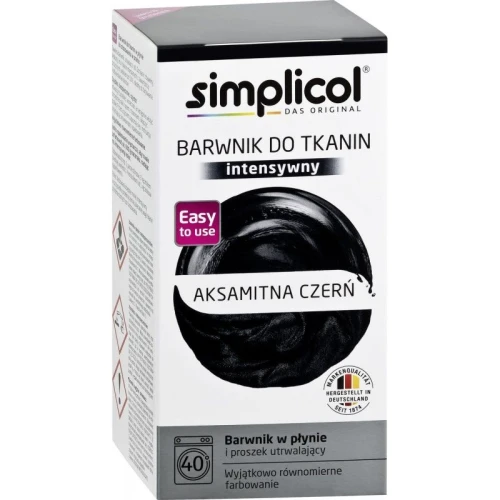 SIMPLICOL Barwnik Intensywny 560 g Aksamitna Czerń – głęboki kolor i odświeżenie ubrań z niemiecką precyzją