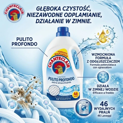 Chanteclair Pulito Profondo Włoski płyn do prania 2,07L 46P – oryginalny żel z odtłuszczaczem