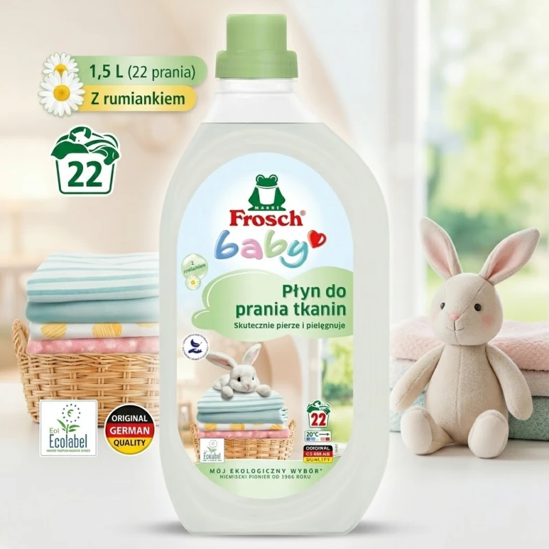 Frosch Baby Ekologiczny płyn do prania ubranek i tkanin z rumiankiem 1,5L 22P - Sklep i hurtownia FH German