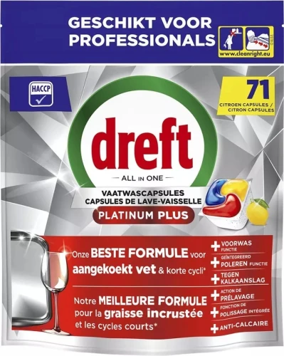 DREFT Platinum Plus Lemon profesjonalne kapsułki do zmywarki 71 szt.