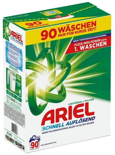 Ariel Universal+ Proszek do prania 90 prań 4,95 kg – niemiecki proszek uniwersalny Schnell Auflösend