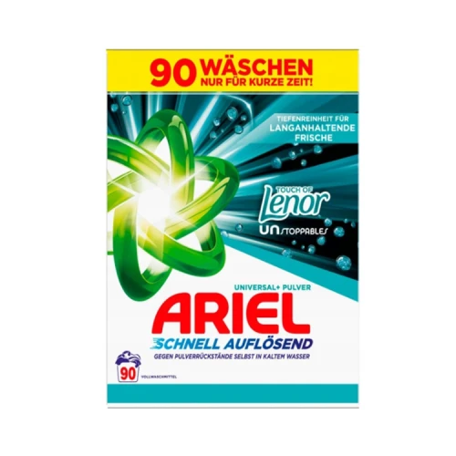 Ariel Universal+ Touch of Lenor Unstoppables Proszek do prania 4,95 kg 90 prań – niemiecki proszek o intensywnej świeżości