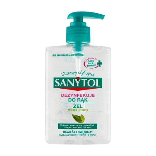 SANYTOL antybakteryjny żel do dezynfekcji rąk Zielona Herbata z pompką 250ml