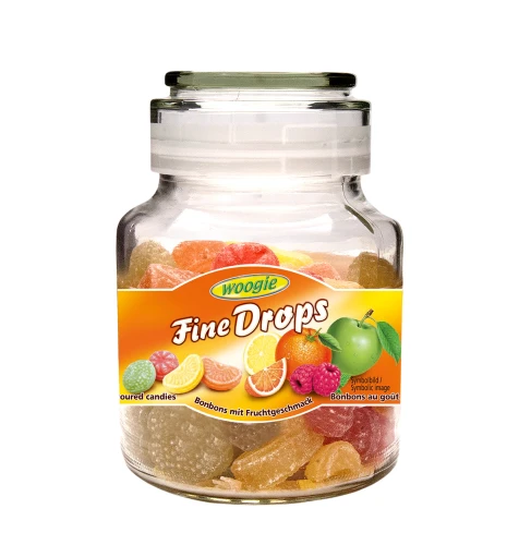 WOOGIE Fine Drops owocowe landrynki w szklanym słoiku 300g