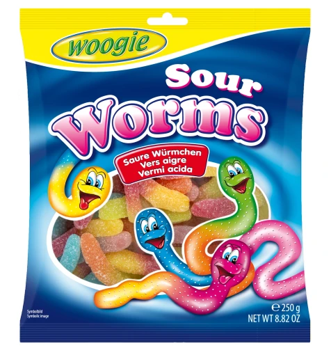 WOOGIE Sour Worms kwaśne żelki dżdżownice robaczki 250g