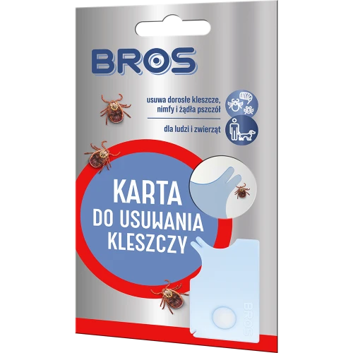 BROS Karta do usuwania kleszczy, nimf i żądeł bezpieczny przyrząd 3w1 dla ludzi i zwierząt