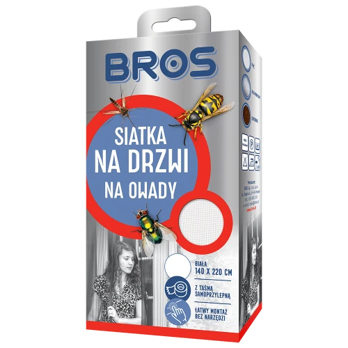 BROS Siatka na drzwi i okna na owady moskitiera z taśmą czarna 140x220 cm