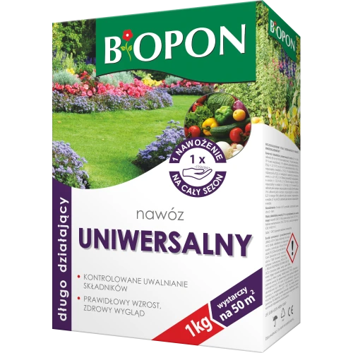 BIOPON Nawóz długodziałający uniwersalny – 1 nawożenie na cały sezon, kontrolowane uwalnianie 1kg