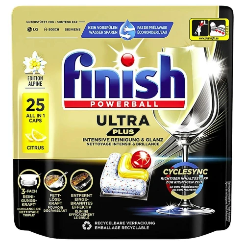 FINISH Powerball Ultimate Plus Lemon Niemieckie kapsułki do zmywarki 25szt