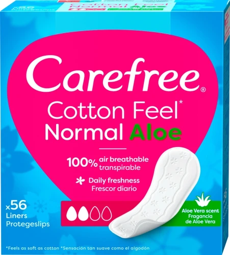 Carefree Cotton Feel Normal Aloe 56 szt. – wkładki higieniczne z aloesem