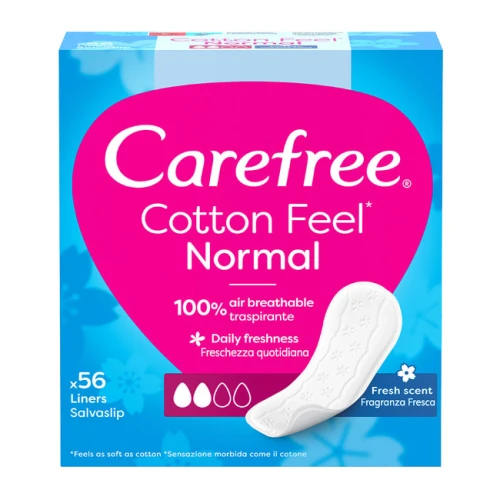 Carefree Cotton Feel Normal Fresh 56 szt. – wkładki higieniczne o świeżym zapachu
