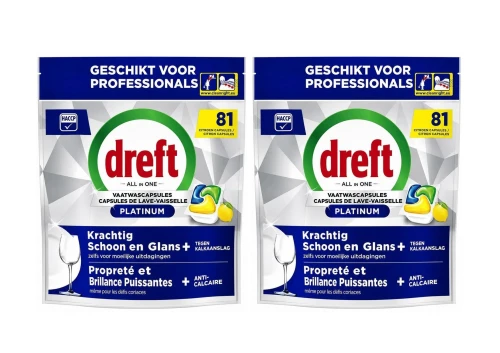 DREFT Kapsułki do Zmywarki Platinum Lemon 81 szt. x2 DE – Zestaw 162 sztuk z Niemiec