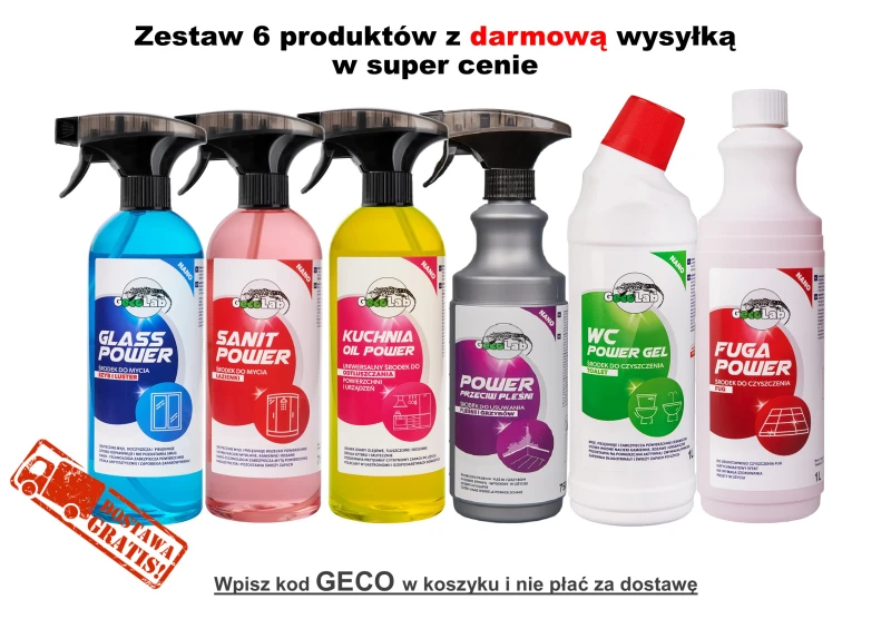 GECO LAB Zestaw Środków do Sprzątania 6×750–1000 ml – Profesjonalna czystość i ochrona przed pleśnią - Sklep i hurtownia FH German