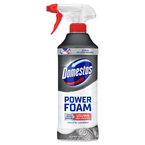 DOMESTOS Power Foam Pianka w sprayu do toalety i łazienki Usuwa Kamień 435ml