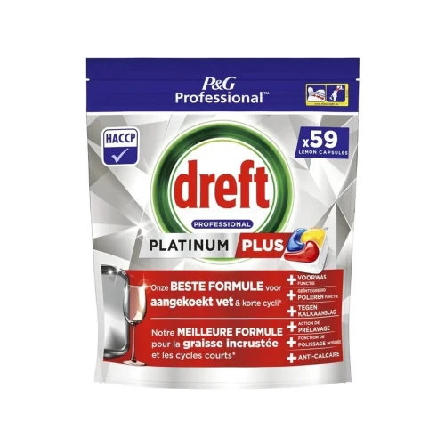 DREFT Niemieckie Kapsułki do zmywarki Platinum Plus Lemon Professional 59 sztuk