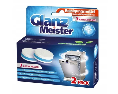 GLANZMEISTER Niemieckie Tabletki do czyszczenia zmywarki 3 Aktive Phasen 2 sztuki