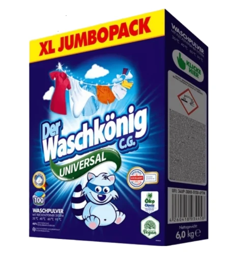 DER WASCHKÖNIG Niemiecki proszek do prania Universal XL Jumbopack 100 prań 6 kg