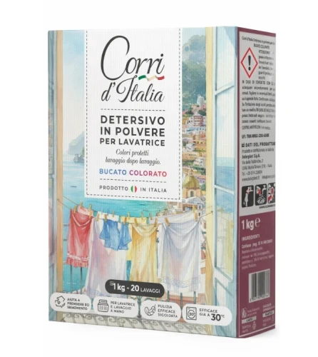 CORRI d’Italia Proszek do prania 1 kg Bucato Colorato – włoski proszek do kolorowych tkanin, do 20 prań