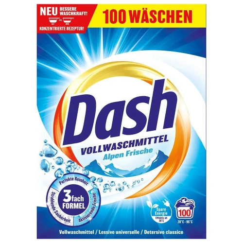 DASH Niemiecki Proszek do Prania Biały Alpen Frische Vollwaschmittel 100 Prań Karton 5kg DE