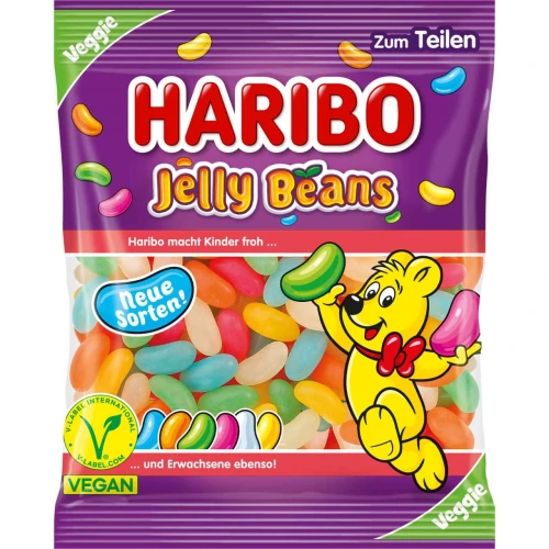 HARIBO Jelly Beans Żelki Fasolki Owocowe 160g – Niemieckie Żelki Wegańskie DE