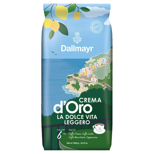 DALLMAYR Crema d'Oro La Dolce Vita Leggero Kawa Ziarnista 1kg – Niemiecka Kawa Premium DE