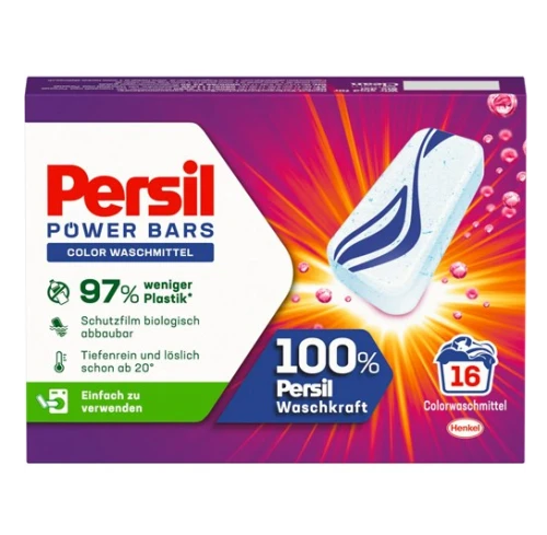PERSIL Power Bars Color Tabletki / Eko-Kostki do Prania Tkanin Kolorowych 16 szt. – Niemieckie Tabletki do Prania DE