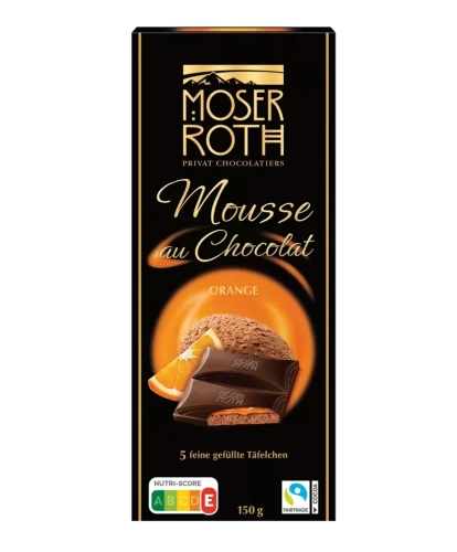 MOSER ROTH Mousse au Chocolat Orange Czekolada Gorzka z Musem Kakaowym i Pomarańczą 150g – Niemiecka Czekolada Premium DE