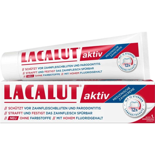 LACALUT Aktiv Medyczna Pasta do Zębów 100ml – Niemiecka Pasta Chroniąca przed Krwawieniem Dziąseł i Parodontozą DE