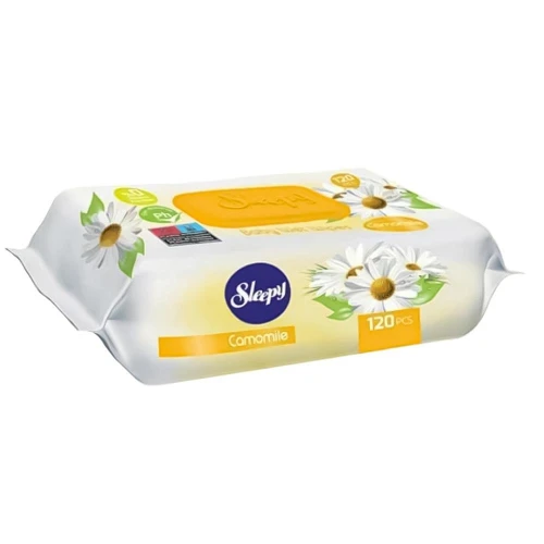 SLEEPY Baby Wet Wipes Chamomile Nawilżane Chusteczki dla Dzieci 120 szt. – Pielęgnacyjne Chusteczki z Rumiankiem