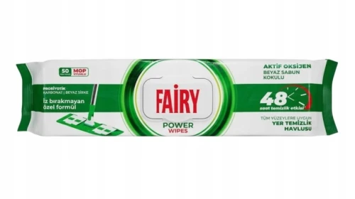 FAIRY Power Wipes Chusteczki do Podłóg 4XL Białe Mydło 50 szt. – Nawilżane Chusteczki do Mopa