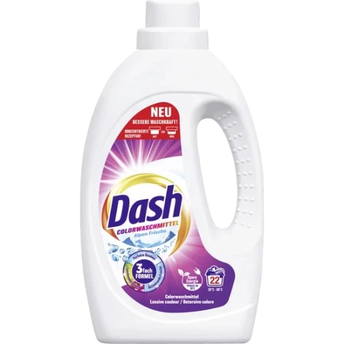DASH Colorwaschmittel Żel do Prania Tkanin Kolorowych Alpen Frische 1,1L (22 Prania) – Niemiecki Płyn do Prania DE