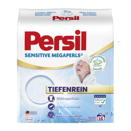 Niemiecki Proszek do Prania PERSIL Sensitive Megapearls 16P (1,04 kg) – Niemiecka Skoncentrowana Perełka do Prania dla Dzieci i Alergików