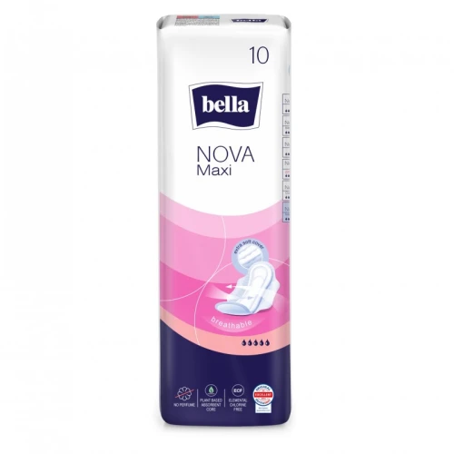 Podpaski Higieniczne BELLA Nova Maxi 10 szt. – Tradycyjne Podpaski ze Skrzydełkami o Zwiększonej Chłonności