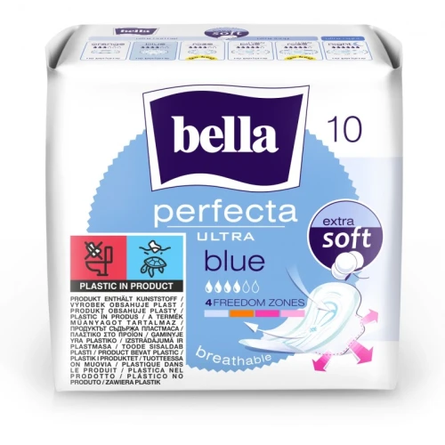 Cienkie Podpaski Higieniczne BELLA Perfecta Ultra Blue Extra Soft 10 szt. – Ultracienkie Podpaski ze Skrzydełkami