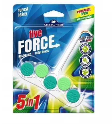 Zawieszka do WC GENERAL FRESH Five Force Leśny / Forest 50 g – Kostka do WC 5 in 1