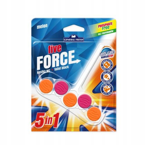 Zawieszka do WC GENERAL FRESH Five Force Melon 50 g – Kostka do WC 5 in 1
