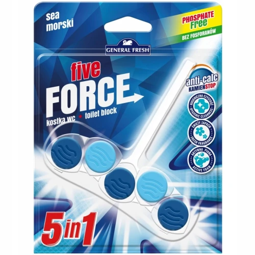 Zawieszka do WC GENERAL FRESH Five Force Morski / Sea 50 g – Kostka do WC 5 in 1