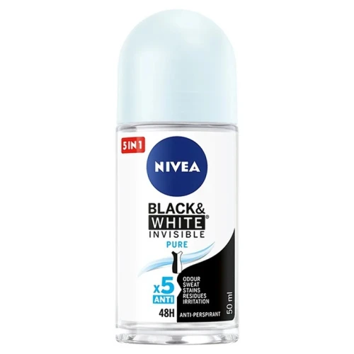 NIVEA Black & White Invisible Pure Antyperspirant w Kulce Dla Kobiet 50 ml – Ochrona Przed Plamami i Zapachami