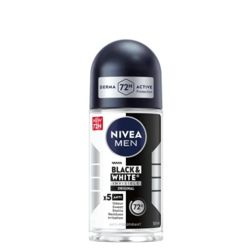 NIVEA MEN Black & White Invisible Original Antyperspirant w Kulce Dla Mężczyzn 50 ml – Ochrona Przed Plamami i Zapachami