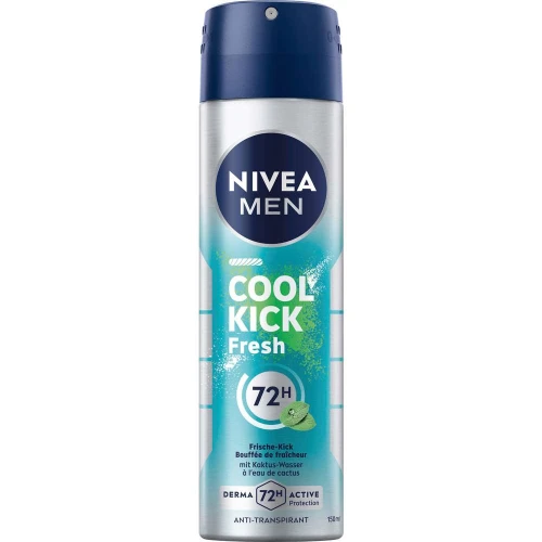 NIVEA MEN Cool Kick Fresh Antyperspirant w Sprayu Dla Mężczyzn 150 ml – Natychmiastowe Chłodzenie i Ochrona