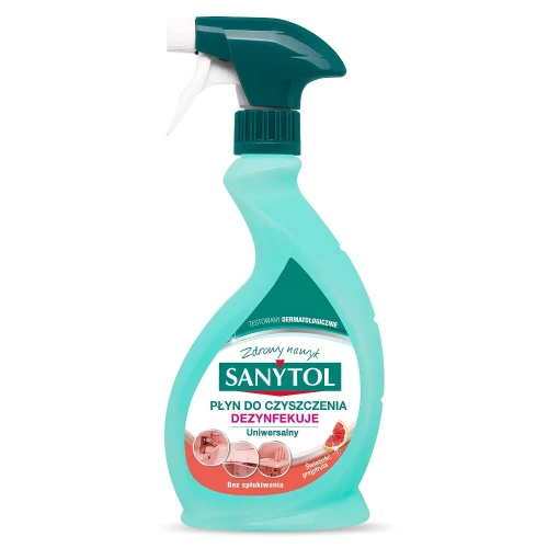 SANYTOL Uniwersalny Płyn do Czyszczenia i Dezynfekcji Grejpfrut 500 ml – Spray Dezynfekujący Bez Spłukiwania