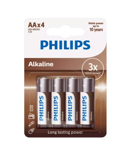 PHILIPS Baterie Alkaliczne AA LR06 1.5V 4 szt. – Długotrwała Energia dla Twoich Urządzeń