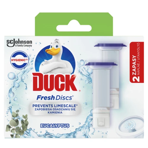 DUCK Fresh Discs Zapas Krążki do WC Eucalyptus 2 x 36 g (12 krążków) – Zapas Żelowych Krążków do Muszli WC