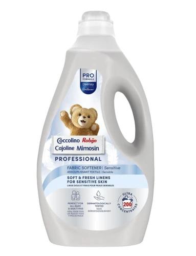 COCCOLINO Professional Soft & Fresh Linens Płyn do Płukania Tkanin 5 L (200 Prań) – Profesjonalny Płyn Zmiękczający dla Skóry Wrażliwej
